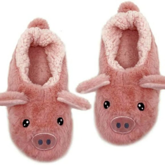 Pink Piggy Steps | Women's Funny Fluffy House Slippers - Picture 1 of 4